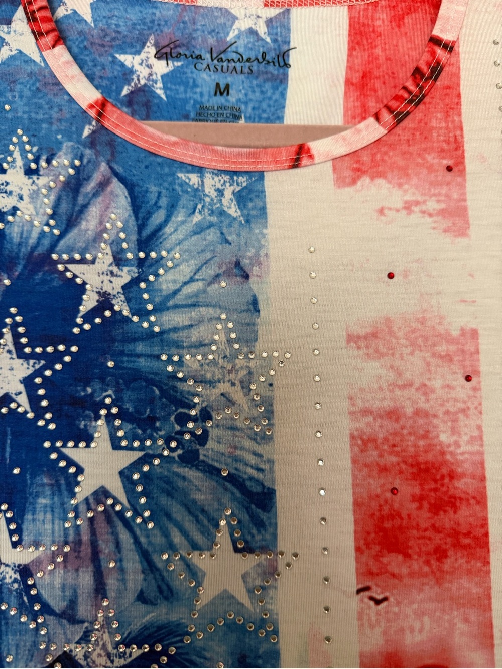 Gloria Vanderbilt Red, White & Blue Floral Flag Tee - Picture 3 of 4